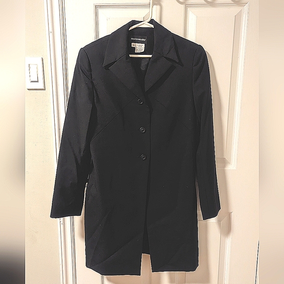 Franco Mirabelli Black Wool Pea Coat (Size 8) - Picture 2 of 6